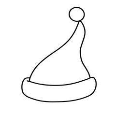 Vector Santa Claus Hat outline icon doodle sketch 