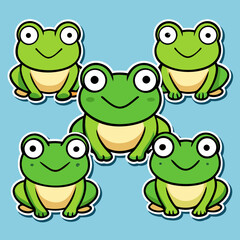 Naklejka premium Cute frog printable stickers editable vector 