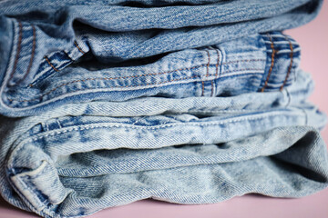 denim on a simple background, jeans texture, jeans flatlay