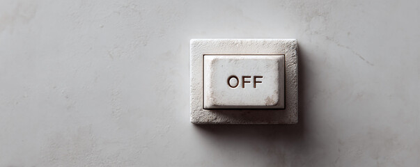 Closeup of an OFF switch, symbolizing power down, control, and ending. Ideal for concepts related to energy, technology, decisions and lifestyle choices.