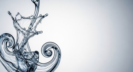 Dynamic Water Splash and Swirls on a Gradient White Background