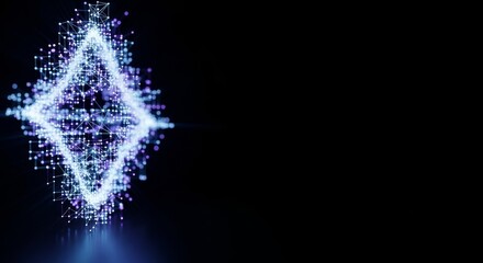 Glowing Abstract Digital Network and Data Connection on Black Background