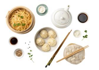 Chinese Noodles and Dumplings with Soup Illustration