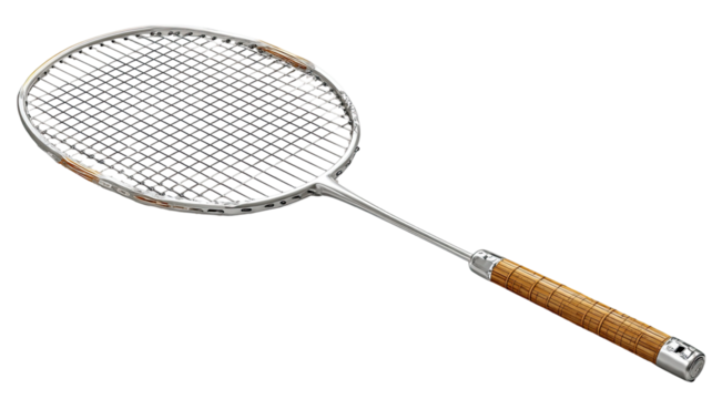 Badminton racket sports equipment for outdoor game athletic gear recreation activity fitness exercise tool isolated on white background
