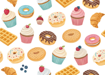 Sweet Cupcake and Cookie Pattern Illustration