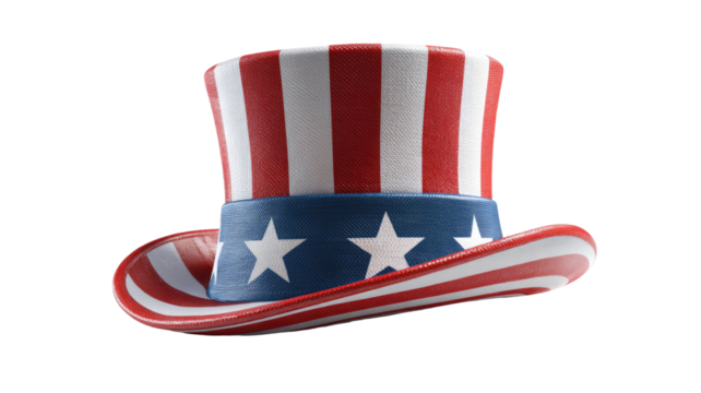 American president hat patriotic accessory with national colors independence day celebration costume element isolated on white background