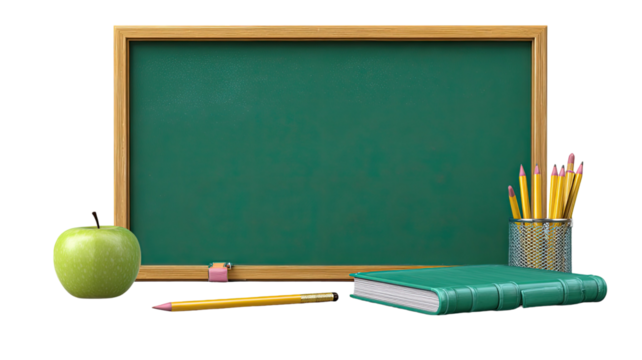 Green board for writing education classroom chalk surface clean background school learning object isolated on white background
