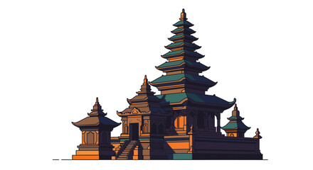 Ornate Asian Temple with Tiered Pagoda Roof and Detailed Architecture.