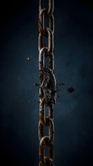 Fototapeta premium Heavy metal chain breaking apart symbolizing freedom and release