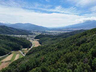 Obraz premium Aerial footage of the countryside of Japan.