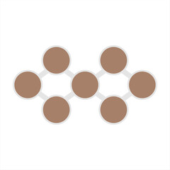 Abstract infographic with clustered circular nodes forming a network layout, suitable for teamwork, communication, and connection concepts.