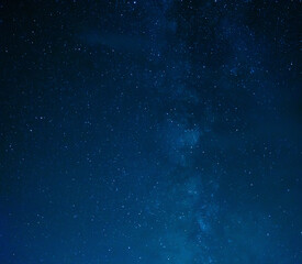Milky way stars and constellations with a galaxy background photographed from a dark countryside location.