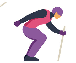 Professional skier wearing helmet and goggles skiing downhill at high speed