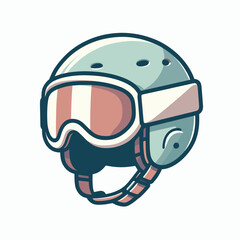 Ski goggles on helmet