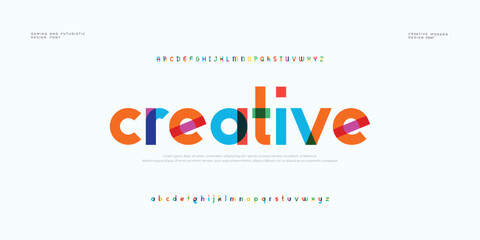 creative minimal multi color logo fonts. Typography minimalist urban sans serif digital fashion future creative logos fonts. vector illustration

