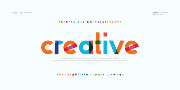 creative minimal multi color logo fonts. Typography minimalist urban sans serif digital fashion future creative logos fonts. vector illustration

