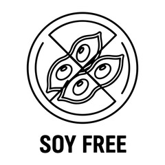 Vector illustration of a soy free symbol with a circle and crossed out soy beans design