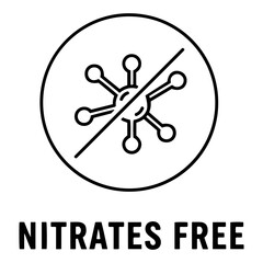 Vector nitrates free label with a molecule inside a circle and a line going through