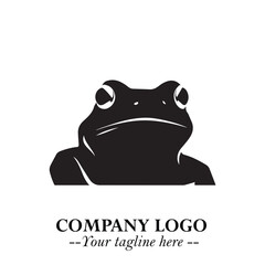 Head of Frog Logo Symbol Black on White Background in Modern Minimalist Vector Design for Branding
