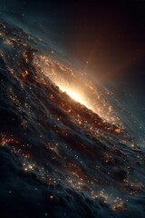 Fototapeta premium Gigantic Spiral Galaxy Core with Intense Golden Light - made with Generative AI