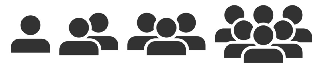 People icon set, user and team silhouette collection for business, social or web design on transparent background.