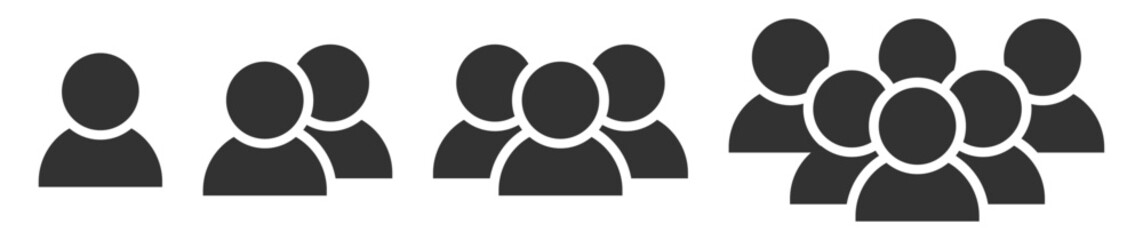 People icon set, user and team silhouette collection for business, social or web design on transparent background.