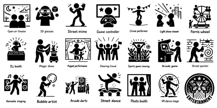 Entertainment Activity Pictogram Set／エンターテイメント活動のピクトグラムセット