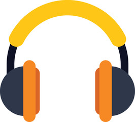 Yellow headphones isolated on white background, icon for listening to music, podcasts, audiobooks, radio