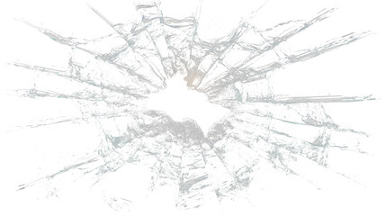 Naklejka premium Abstract radial pattern of shattered glass, isolated on transparent background