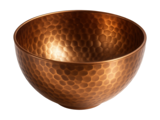 A hammered copper bowl, perfect for elegantly serving salads at gatherings.