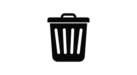 Simple black trash can icon silhouette for waste disposal and recycling concepts silhouette