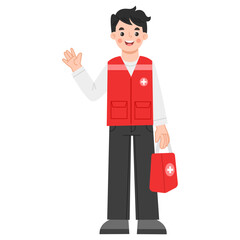 Illustration of Male First Responder Waving
