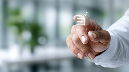 Business approval process office setting digital interaction modern environment close-up view productivity concept