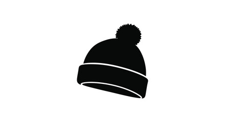 Cozy black beanie hat with pom-pom simple silhouette for cold weather apparel and winter fashion silhouette