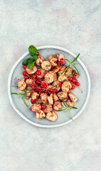 Grilled shrimps on plate.