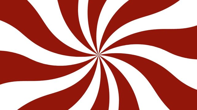 Seamless looping Christmas animation background with red and white spiral swirl pattern resembling candy cane motion festive design holiday abstract texture for winter celebration video backdrop