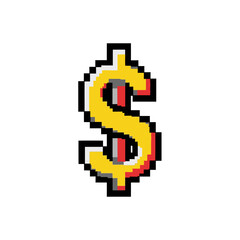 Pixelated Dollar Sign - Retro Gaming Currency Icon.