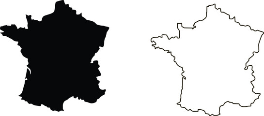 France outline vector map, flat geographic shape, isolated on white 