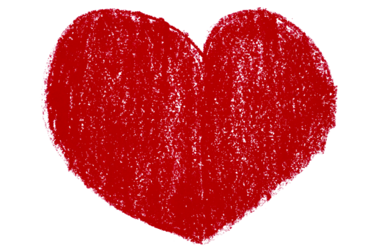 Valentine's Day chalk crayon red heart illustration isolated on transparent background