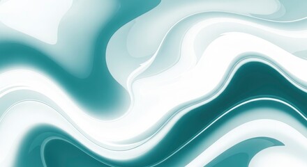 Fototapeta premium Elegant Teal and White Abstract Fluid Waves Background Design