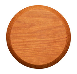 wooden cutting board. Cherry wood round wooden pallet. wooden cutting board. cutting board isolated on white background