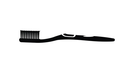 Black toothbrush silhouette isolated on white for dental hygiene and oral care concepts silhouette