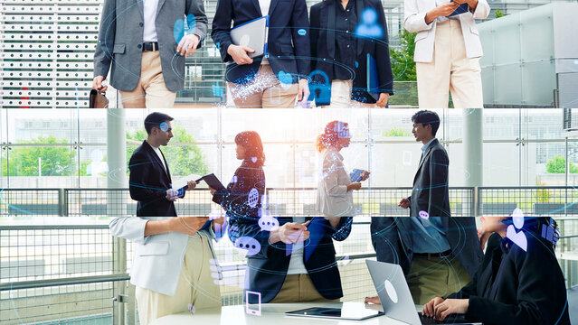 Various business scenes and social media