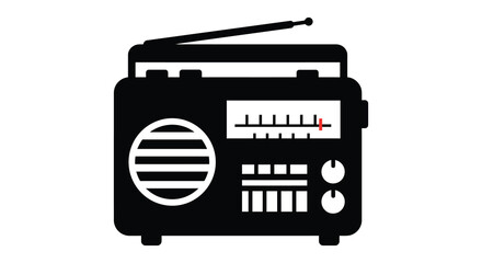 Retro boombox radio icon silhouette symbol vintage audio equipment cassette player design element silhouette