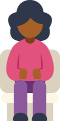 Passenger waiting for transportation sitting on a chair, simple flat design illustration