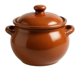Ceramic stew pot with a sturdy lid, perfect for simmering hearty meals at home.