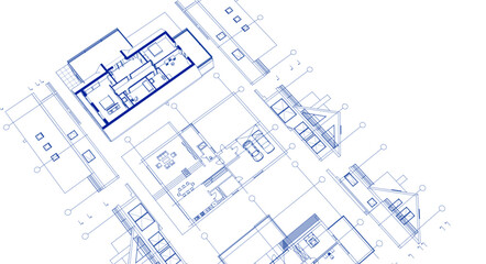 Fototapeta premium house architectural project sketch 3d illustration 