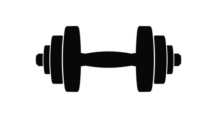 Silhouette of a classic dumbbell weight for fitness and weightlifting training symbolizing strength and exercise silhouette