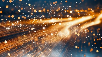 Abstract Golden Sparkle Trails with Motion Blur and Glowing Effects for Festive Background Design