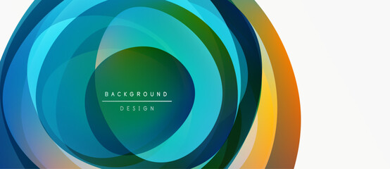 Obraz premium Abstract concentric circles, vibrant colors blend. Modern design element, suitable background texture. Text reads background design.